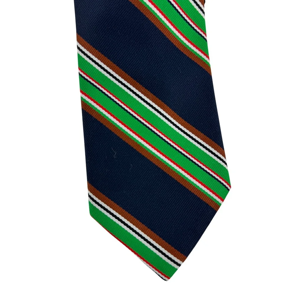 Vintage Legacy Originals Striped Necktie Navy Green Preppy Ivy League Menswear